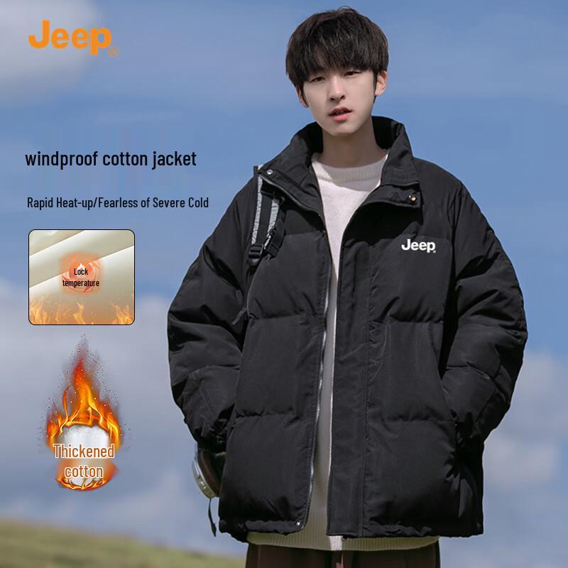 

Jeep Мужская зимняя куртка 2025 года с воротником-стойкой и утеплителем L