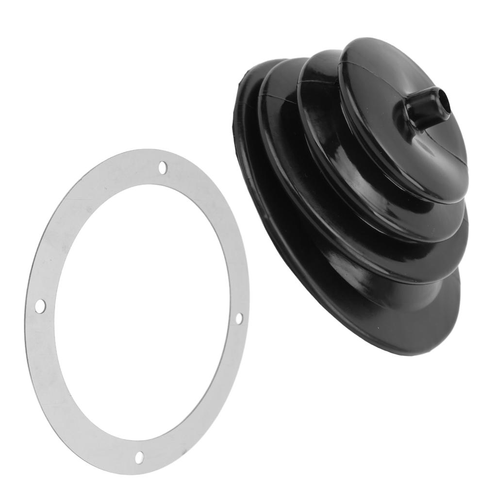 Gear Shift Handbrake Lever Boot Plate Kit Dustproof Black Rubber Round 5.250in13.3cm Universal