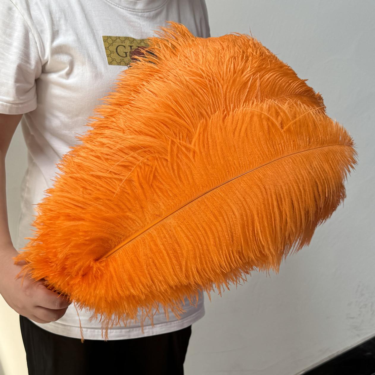 

10 шт. Большие страусиные перья 15-60 см для DIY поделок, свадебного стола, центрального декора, страусиные плюмажи, карнавальная вечеринка, сценические аксессуары, оптом 15-20cm оранжевый