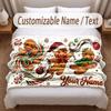 Christmas Theme Soft Blanket Personalized Custom Name Text Print Warm Blanket Home Sofa Bedroom Decor