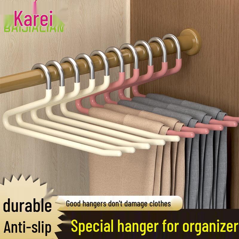 10-Pack Stainless Steel Goose-neck Pant Hangers: No-Marks, Z & S-Shaped with Clips.