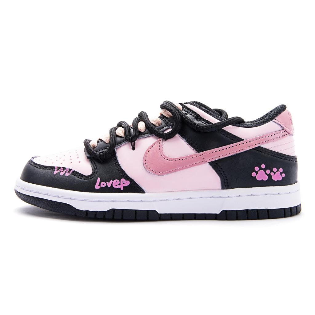 Nike Dunk Abriebfest Atmungsaktiv Abriebfest Atmungsaktiv Niedrig geschnitten Skateboard Schuhe Unisex Schwarz Pink DD1391-100(Team1461-SBOX)