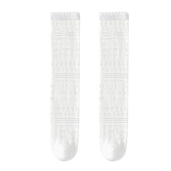 1 Pair Children Knee-High Socks Breathable Thin Cotton Socks Summer Cooling Mesh Crew Socks D