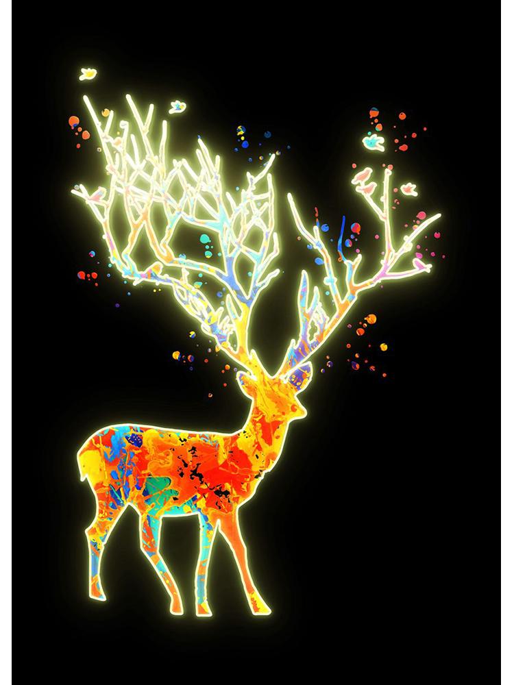 Neon-Design, niedliche Tiere, Poster, Leinwandgemälde, Flamingo, Hirsch, Giraffe, Katzen, Wand-Kunstdruck an der Wand, modernes Kinderzimmer-Dekor