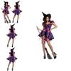 Bezauberndes Lila Halloween-Hexenkostüm für Damen mit magischem Zauberer-Design