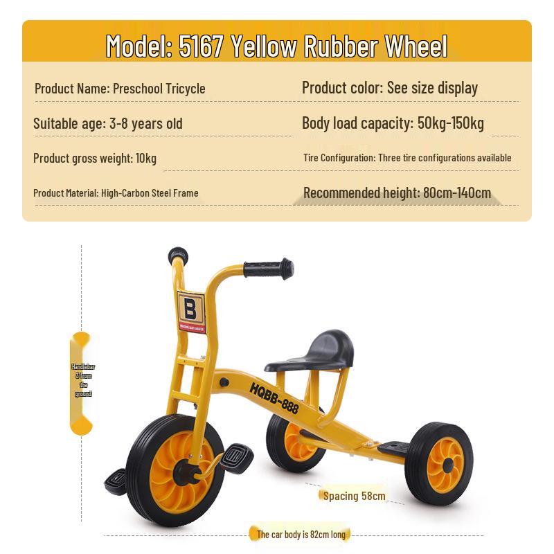 Kindergarten-Dreirad für Kinder 2-8 Jahre - Outdoor-Pedal-Fahrrad für Kleinkinder mit Eltern-Kind-Funktion