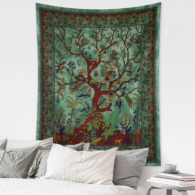 Arazzo da Parete Albero della Vita Astratto Fiori e Uccelli Magia Arte Psichedelica Hippie Tapiz Bohemien Dormitorio Decorazione Casa