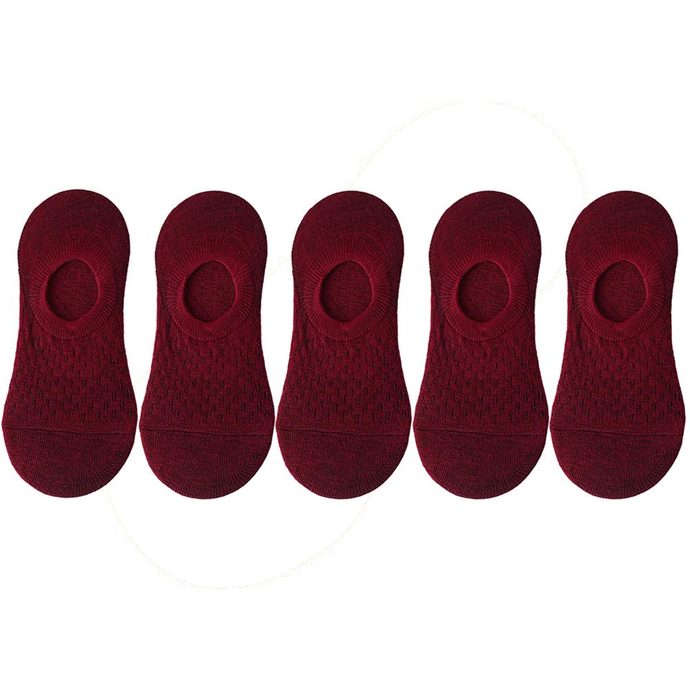 10 Pieces 5 Pairs Women Sock Slippers Set Solid Color Invisible Boat Socks Breathable Non-slip Silicone No Show Short Ankle Sock