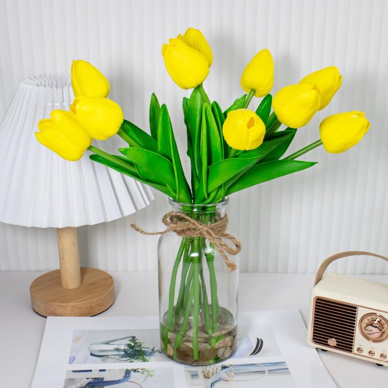 Artificial Tulip Flowers PU Fake Floral Bouquet Wedding Home Decor Photography Prop