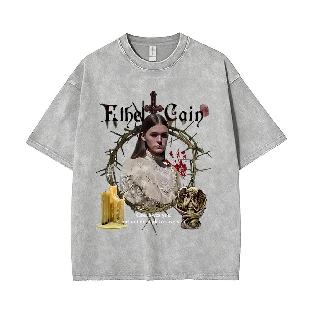 Vintage Daughters of Cain Ausgewaschenes Rundhals-T-Shirt beidseitig bedruckt