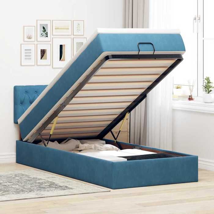 Maison Exclusive - Cadre de lit ottoman avec matelas bleu foncé 100x200 cm velours