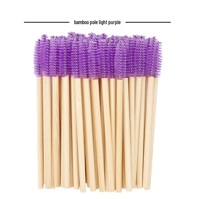 Portable Bamboo Eyelash & Eyebrow Brush Set with Nylon Bristles
