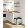 SONGMICS Recycling Bin, 3-in-1 Pedal Bin, 24-Litre Metal Rubbish Bin, Waste Separation System Dustbin for Kitchen, Easy To Clean, Steel, Silver