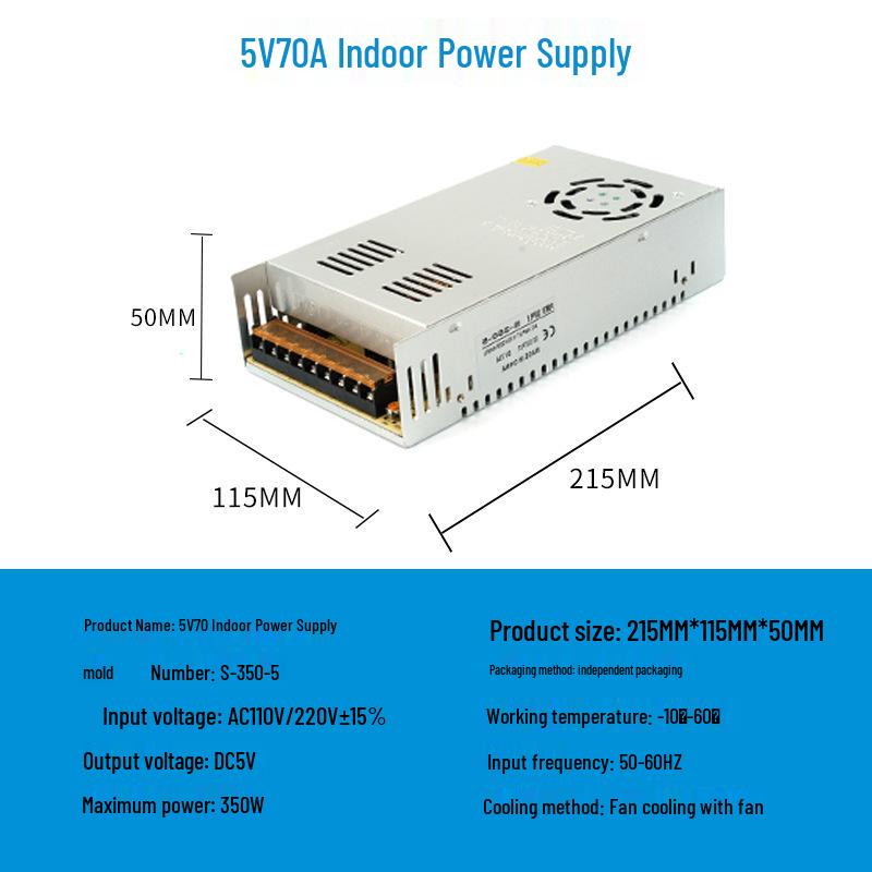 220V To 12V/24V/5V DC Power Supply for LED Strip Lights - 5A/10A/30A, 60W Transformer