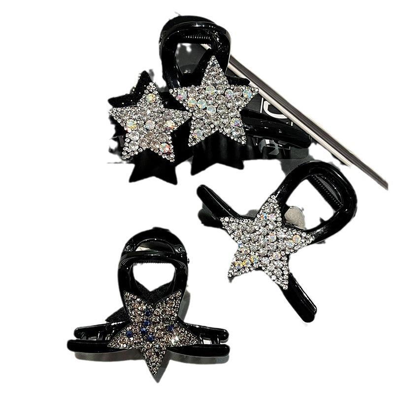 Large Glittering Five-Point Star Hair Clip for Women - Updo Claw Clip, Short Permed Hair Shark Clip, Half-Up Hairpin