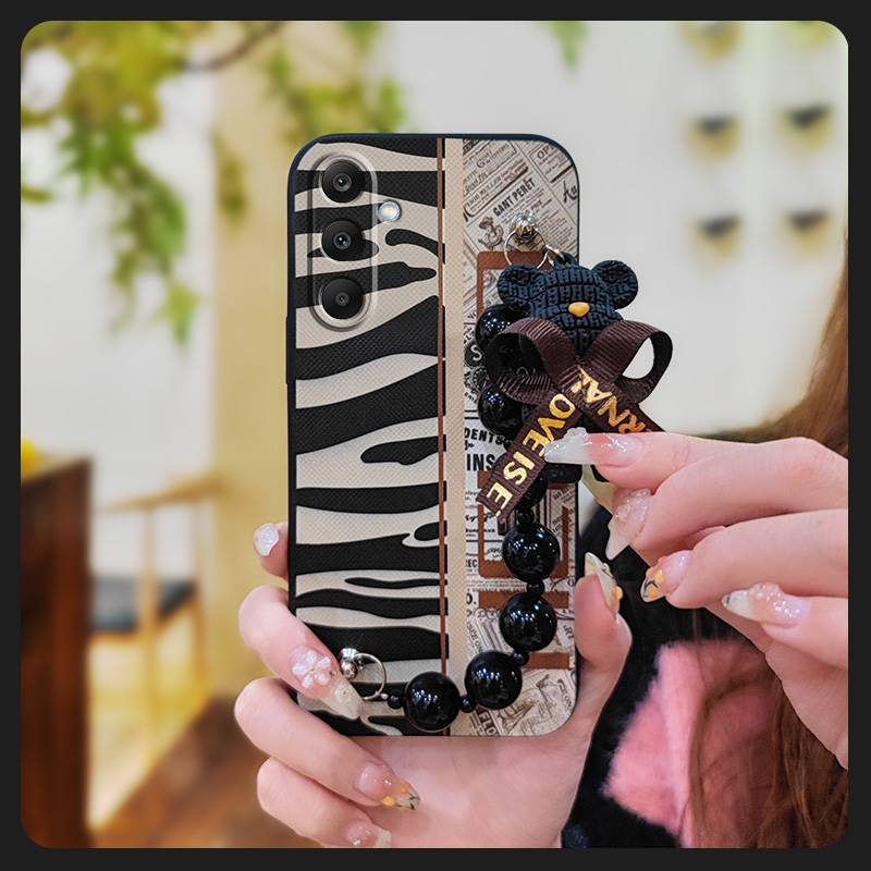 Cartoon Skin-friendly Feel Phone Case For Samsung Galaxy M56 5G/SM-M566B Cute Silicone Back Cover Black Pearl Pendant