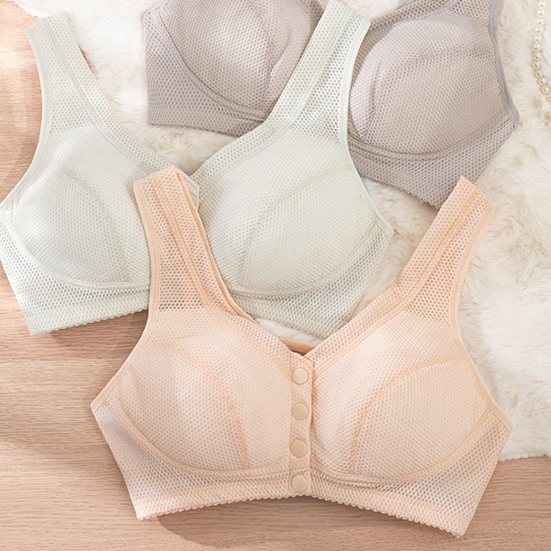 Women's Plus Size Front Buckle Non-Wire Bra Comfortable and Breathable Vest Bra