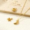 Doreen Box 2pcs 304 Stainless Steel Galaxy Charms 18k Gold Plated Moon Star Sun Zircon Inlaid Necklace Pendants For Diy Necklace