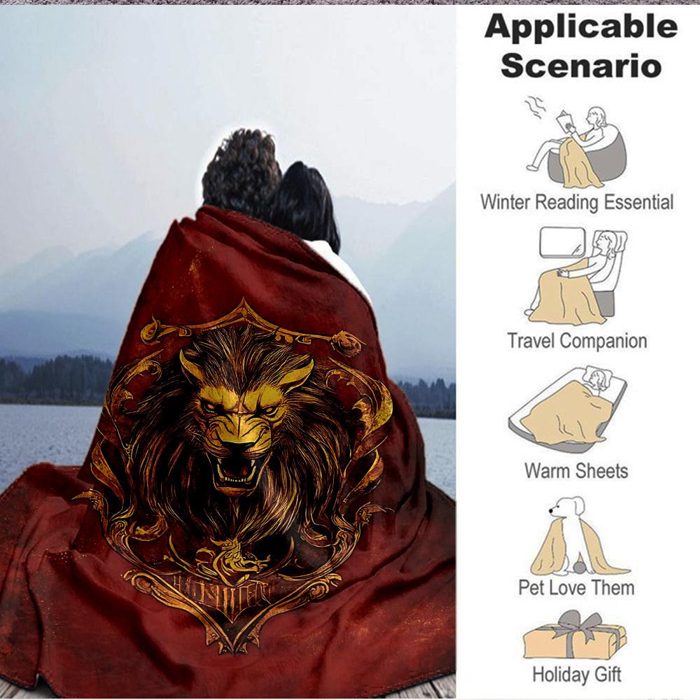 1pc Lion Crest Blanket, Lightweight Flannel Throw Blanket for Sofa, Bed, Travel, Camping, Living Room, Office, Couch, Chair, and Bed