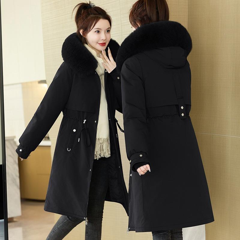 Winter New Cotton-padded Clothes, Hooded Removable Fur Collar Cotton Clothes, One Dress and Three Wear Versatile Women's Coats