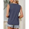 Blue Ink Wash Butterfly Print Women Sleeveless Vest Round Neck Skin Friendly Medium Elastic Casual Daily Tank Top