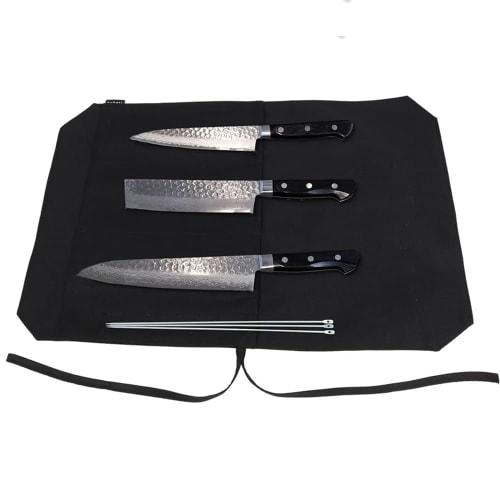 

Lightweight, portable canvas knife case with cloth wrap for knives, perfect for camping, outdoor activities, cooking classes, and commercial use (blac