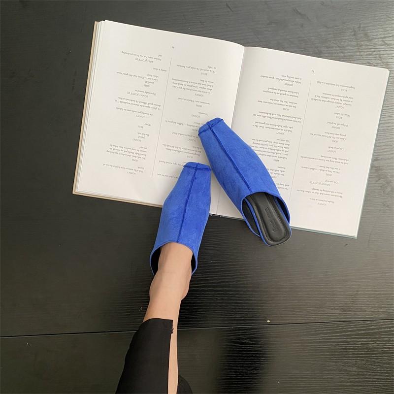 Fashion Female Shoes Mules For Women 2025 Square Toe Loafers Ladies' Slippers Luxury Slides Low On A Wedge New Block Heels Designer