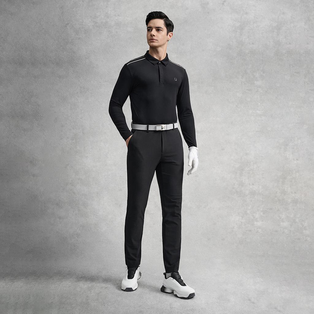 Fila Golf Series Fashion Simple Personality Classic Sports Leisure Versatile Comfortable Quality Knitted Long Sleeve Polo Shirt Men Tops A11M615217FBK
