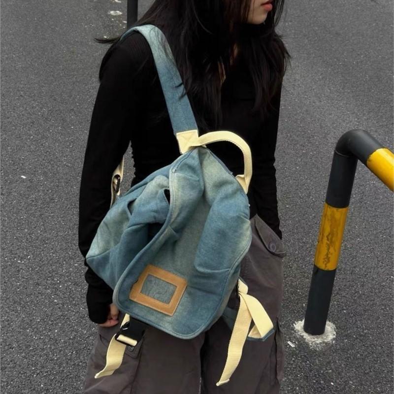 Harajuku Denim Rucksack Frauen Retro Preppy Stil Große Kapazität Rucksäcke Weibliche Casual Schul