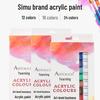 Acrylverf Set: Waterdicht, 24 Kleuren die Niet Vervagen, 12 ml Tubes, Handgeschilderde DIY Projecten