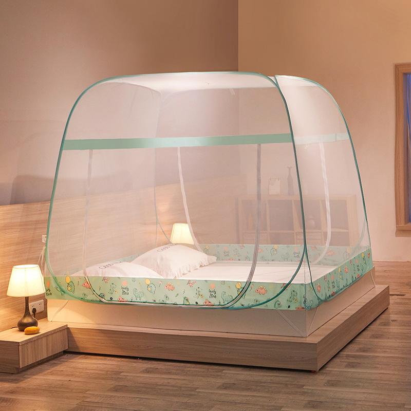 Yurt Mosquito Net Free Installation Square Top Steel Wire Tent Foldable Zipper Double Door Bottom Household Summer Mosquito Proof