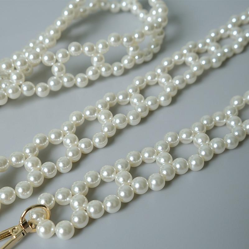New Fashion Woman Handbag Accessory Parts Puring White Pearl Acrylic Resin Chain Luxury Solid Strap Women Cute Clutch Chains