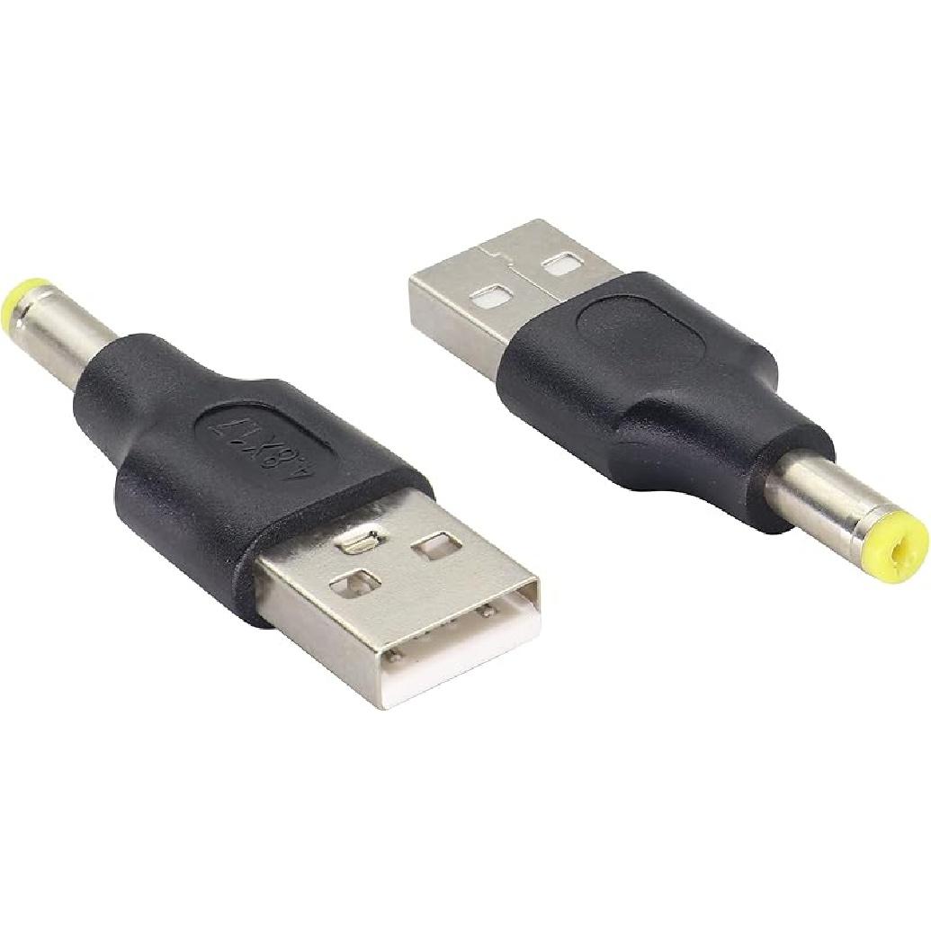 (2 шт.) USB-адаптер питания на DC 3.0 × 1.1 мм, 5 Вольт, USB 2.0 A Папа на DC 3.0×1.1 мм Папа, Разъем питания DC Barrel для 5-вольтовых маленьких DC-устройств или USB DC 4.8×1.7mm