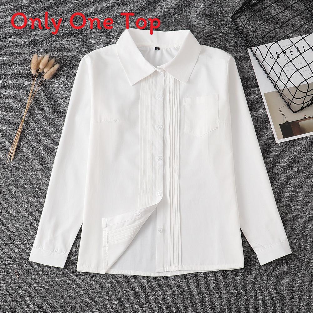 Uniform Long Sleeve Shirt With Pleated Front For Student Fashion