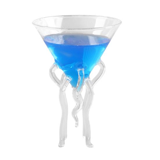Octopus Wine Glass, Jellyfish Shaped Martini Cup, Creative Cocktail Glass for Juice Bar, Novelty Home Decor Gift B