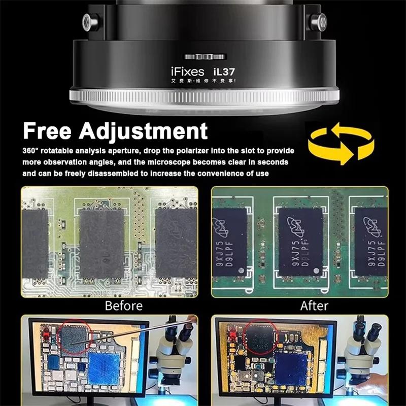 IFixes iL37 Lampada ad Anello LED Polarizzata per Microscopio Illuminatori Antiriflesso che Eliminano i Riflessi Strumento Sorgente Luminosa per Riparazioni