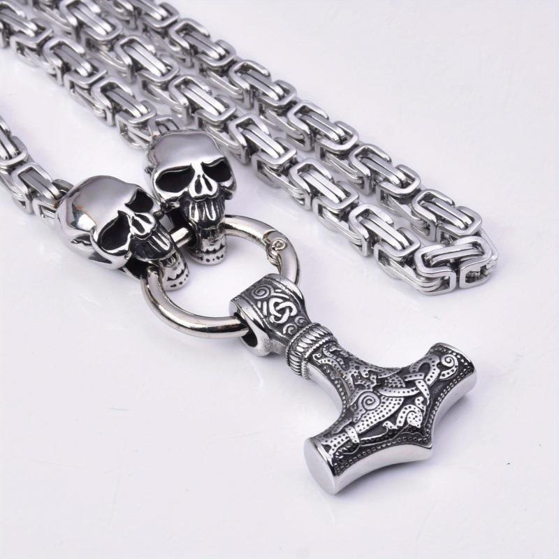 

Ретро Подвеска в виде черепа викинга - Ожерелье из нержавеющей стали в скандинавском готическом стиле 60cm
