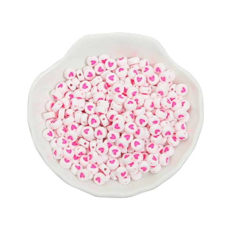 100PCS Acrylic Love Heart Loose Spacer Beads for Jewelry Making