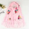 Double Layer Transparent Yarn Long Scarves Head Scarf Flower Embroidery Lace Tassel Hijab Scarf Bufanda Spring Autumn Elegant