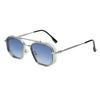 Double beam metal punk sunglasses men's, women's retro ins style European and American ink polygon personalized glasses