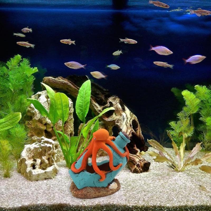Drifting Bottle Octopuses Aquascaping Stone For Fish Tanks Resin Decorations Safe Lightweight Design