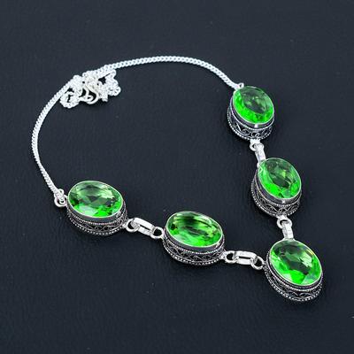 Collar de plata de ley 925 hecho a mano con piedra preciosa de diópsido de cromo, collar de joyería antigua, collar de cromo para mujer, regalos de piedra natal