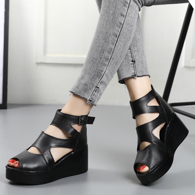 Fashion GKTINOO Women Flat Platform Sandals 2025 Summer Genuine Leather Handmade Shoes Women Summer Sandals Slip on Ladies Shoes Sandal