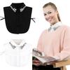Women Rhinestone Fake Collar Detachable Chiffon Dickey False Collar with Adjustable Straps Half-Length Fake Shirts Collar for Festive Party Dating
