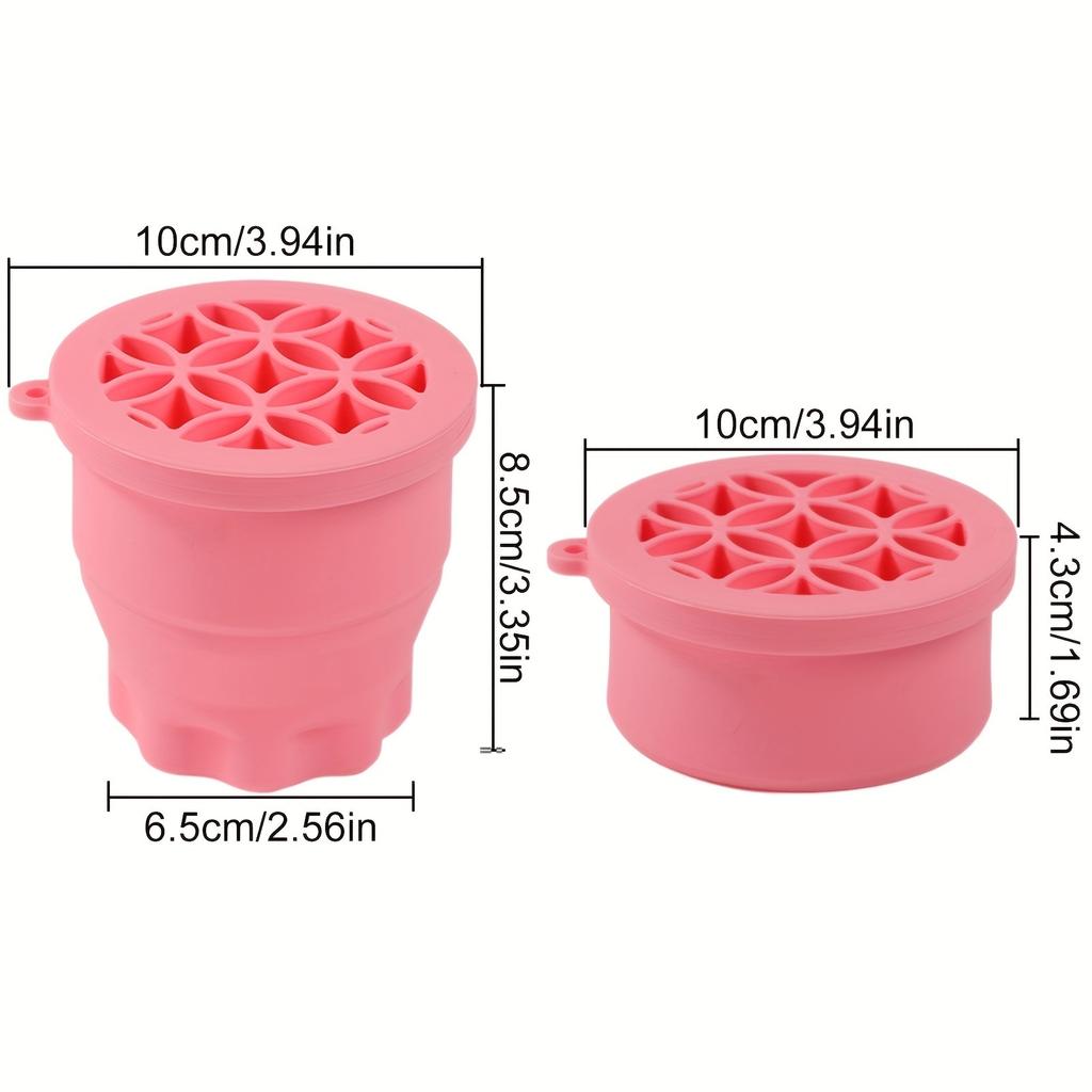 2-In-1 Silicone Folding Portable for Makeup Brush Cleaning Bowl with Drying Rack, a Tool for Cleaning Beauty Brushes