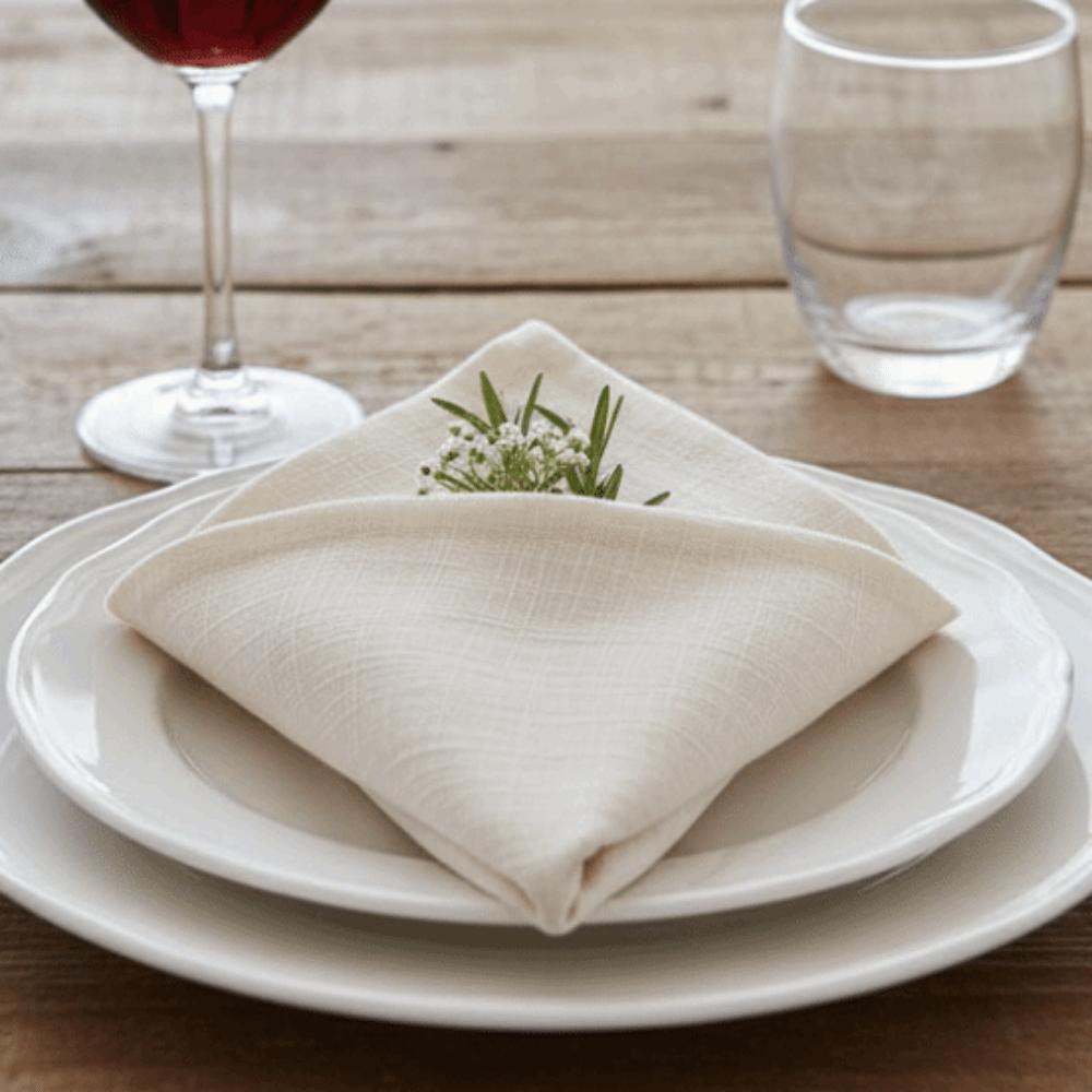 2PCS Village Style Bamboo Cotton Napkins Double Layer Textured Fabric Tea Towel Eco-Friendly Thicken Cloth Napkins