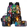 One Piece Anime Backpack 3Pcs Set Cartoon School Backpack Crossbody Bag Pencil Case Student Schoolbag Travel Backpack Gift