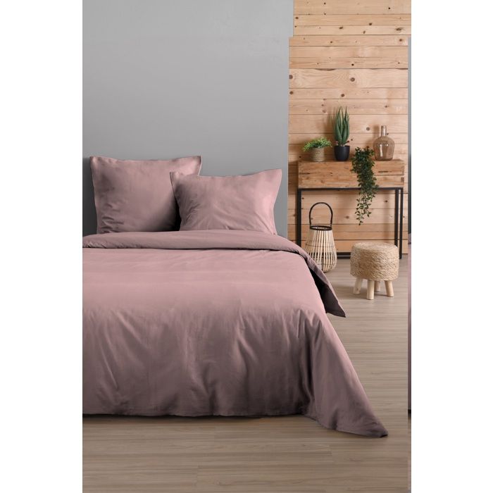 Housse de couette en coton 200 x 200 cm uni Edenne rose