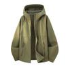 Mens Lightweight Outdoor Hooded Softshell Jacket Fall Casual Wear Solid Color Loose Fit Windproof