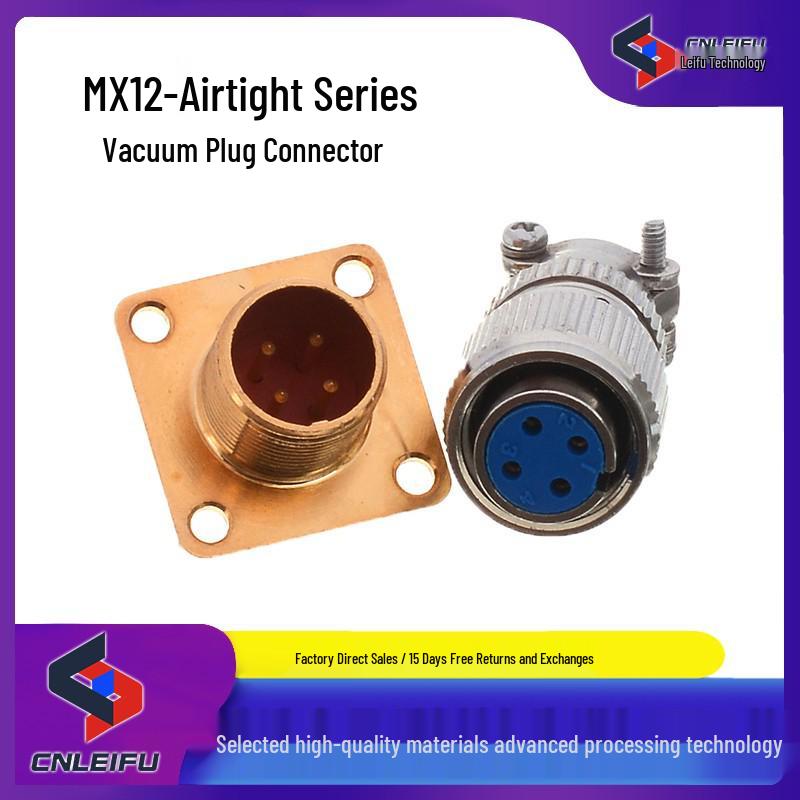 Vacuum-Sealed Aviation Plug: MX122 Sintered Glass Socket with 3 or 4 Pins, 12mm Signal Pin 3-pin Single Socket